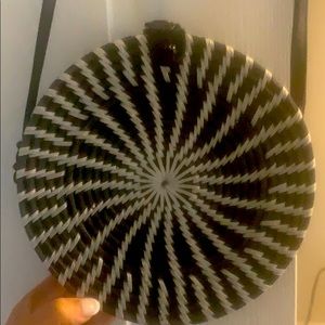 black and white Rattan Woven Satchel